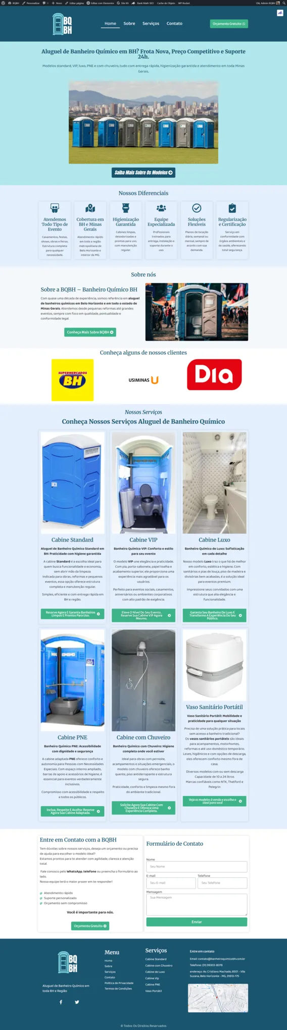 Site Banheiro Químico BH