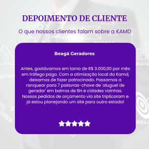 depoimentos e orçamento dos clientes kamd seo para sites locais
