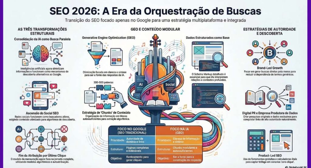 Painel de controle do Google Analytics exibindo gráficos de crescimento de tráfego orgânico e taxa de conversão da KAMD.